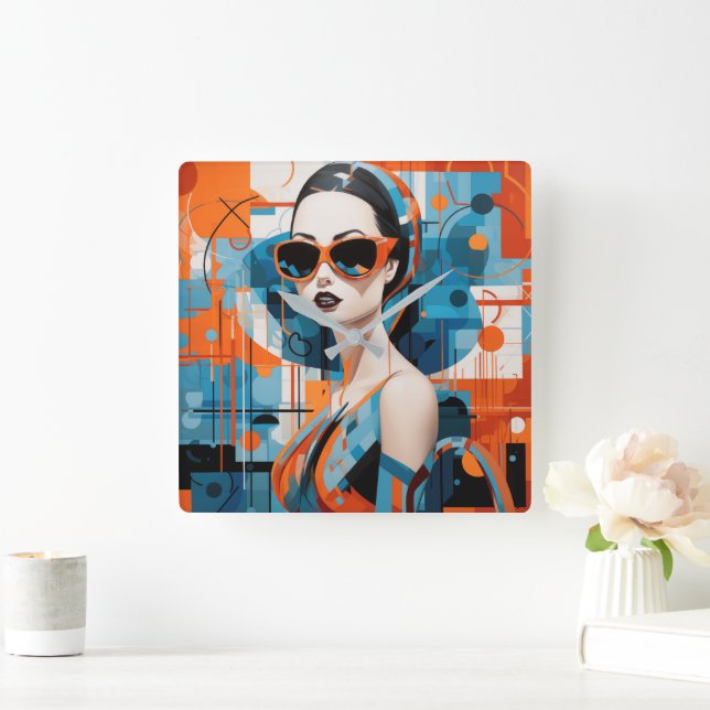 Relógio Quadrado Mulher moderna Chic, elegância geométrica (Lar)
