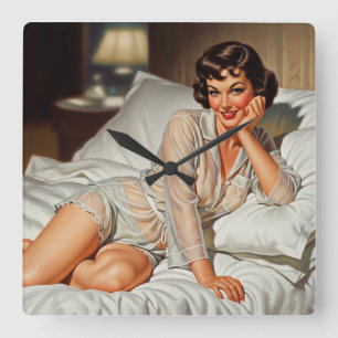 Relógio Quadrado Mulher Trazida '50 Pin-up
