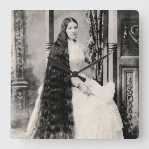 Relógio Quadrado Mulher Vitoriana de Cabelo Comprido