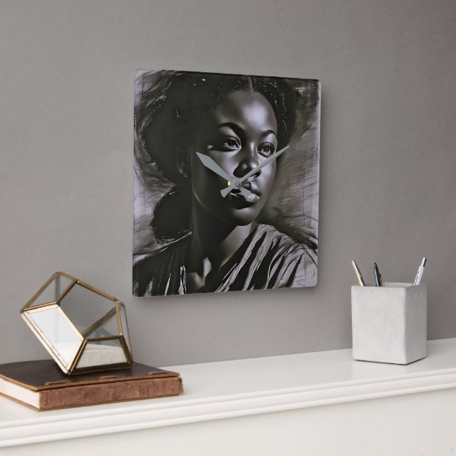 Relógio Quadrado Mulheres "Jasmine" Em Carvão (Escritório)