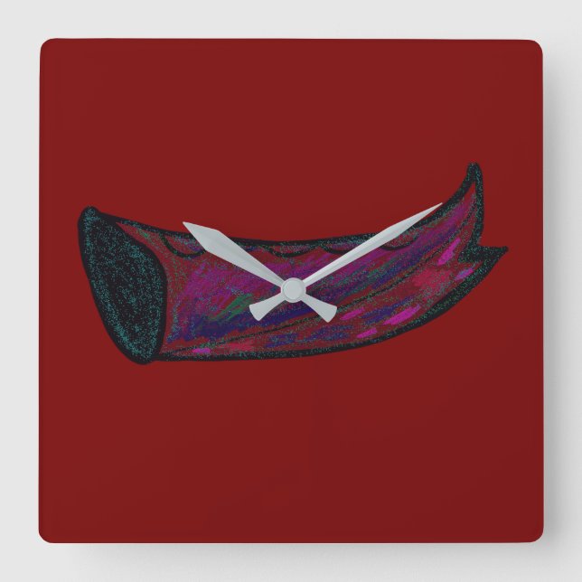 Relógio Quadrado Multicolored Fishtail Square Wall Clock (Frente)