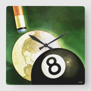 Relógio Quadrado Mundo como Ball Cue