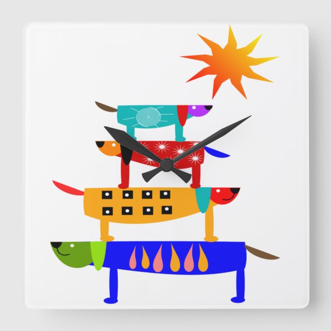 Relógio Quadrado Mundo do Cachorro (Frente)