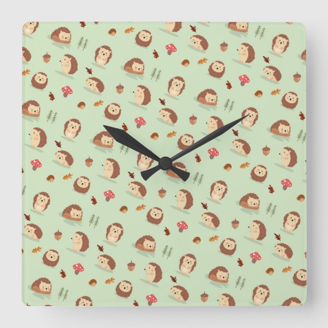 Relógio Quadrado Mundo dos Hedgehog (Frente)