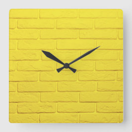 Relógio Quadrado muro amarelo