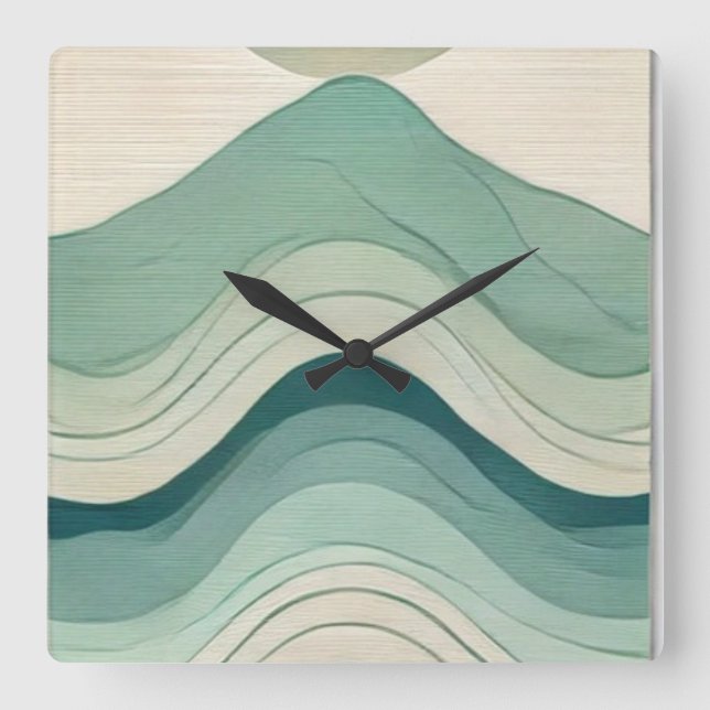 Relógio Quadrado Murugi Home & Decor Whimsical Flow Square Acrylic (Frente)