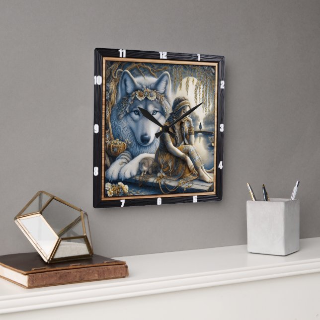 Relógio Quadrado Música Nativa: Vento Através da Antiguidade (Escritório)