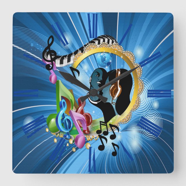 Relógio Quadrado Música para a Alma (Frente)