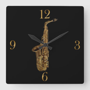 Relógio Quadrado Música saxofone Themed Wall Clock