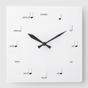 RELÓGIO QUADRADO MUSICAL NOTE WALL CLOCK BLACK AND WHITE