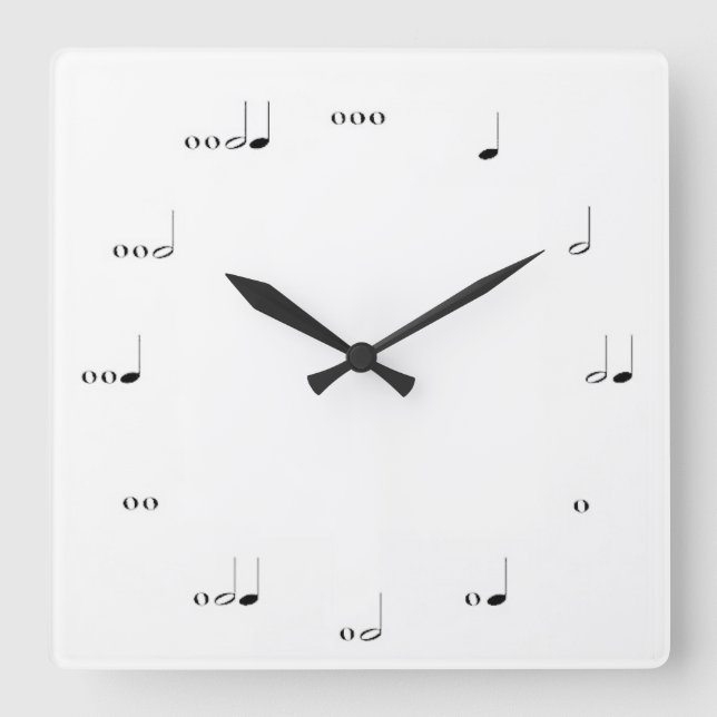 RELÓGIO QUADRADO MUSICAL NOTE WALL CLOCK BLACK AND WHITE (Frente)