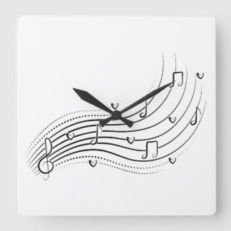 Relógio Quadrado Musical note wave, black line clipart