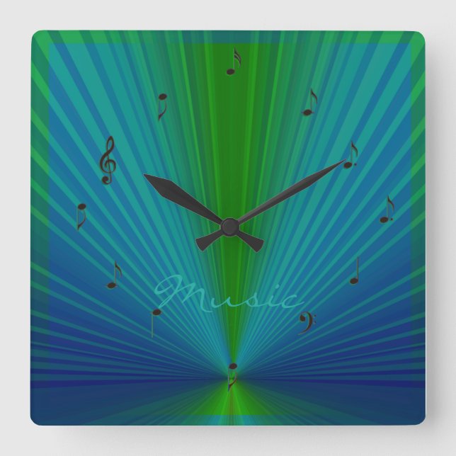 Relógio Quadrado Musical Notes Creative>Music Wall Clock (Frente)