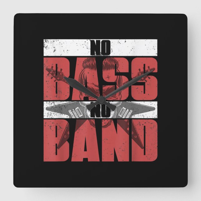 Relógio Quadrado Músico Bhelps Gift Idea Bass Guitar (Frente)
