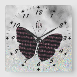 Relógio Quadrado Músicos, Cantores, Piano Player Butterfly