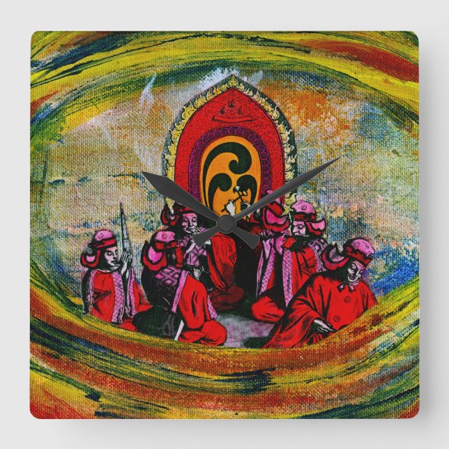 Relógio Quadrado Músicos japoneses (Frente)
