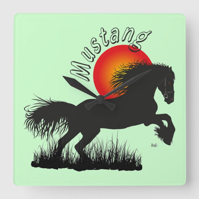 Relógio Quadrado Mustang Pferdeliebhaber Uhr (Frente)