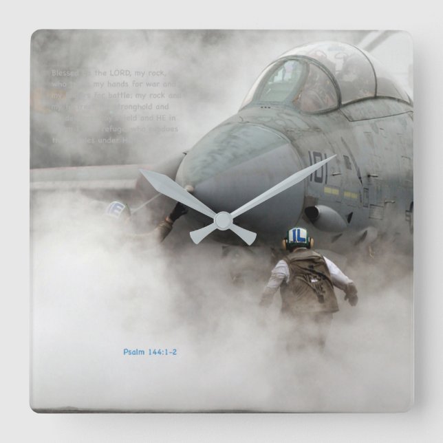 Relógio Quadrado "My rock" -Psalm 144:1-2 (Frente)