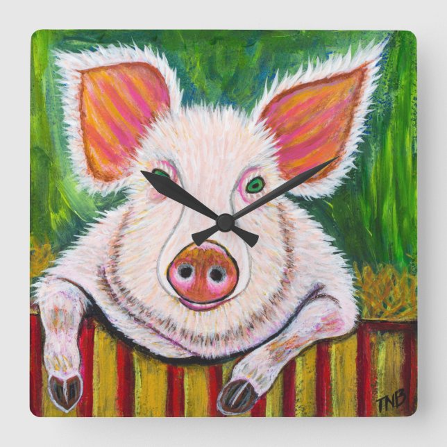 Relógio Quadrado Na Caneta do Porco (Frente)