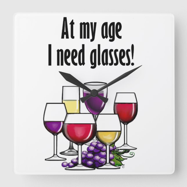 Relógio Quadrado Na Minha Idade Preciso De Óculos! (Frente)