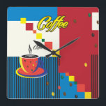 Relógio Quadrado Na moda de Pop de Taça de Café abstrato<br><div class="desc">Relógio de Parede Quadrado com Na moda de Trendy Art Pop do Café Ilustração,  Poster de Trabalho de Arte para Presentes e Prezentes Incríveis de Férias,  Decoração Doméstica,  Art & Wall Décor,  Relógio de Produto Decorativo,  Relógio de Parede Quadrado Moderno "Linda Mulher de Moda com Café" - Coleção.</div>
