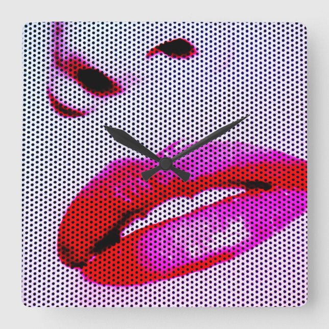 Relógio Quadrado Na moda Modern Lábios Art (Frente)
