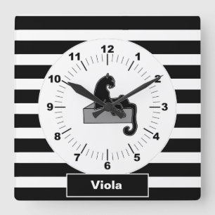 Relógio Quadrado Na moda Preto Pantero Branco Moderno