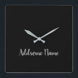 Relógio Quadrado Na moda preto preto preto de cor sólida<br><div class="desc">Travesseiros pretos básicos. Designs de Modelo personalizados. Personalize com seu próprio nome,  um presente de excelente para qualquer um,  inclusive você mesmo.</div>