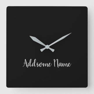 Relógio Quadrado Na moda preto preto preto de cor sólida