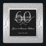 Relógio Quadrado Na moda Silver Diamantes 60º Aniversário de Casame<br><div class="desc">Linda, glamourosa, moderna, romântica e sofisticada design para eventos de 60 anos de casamento do casal. Elegante e glamouroso fabuloso sexagésimo aniversário. Com uma bela imagem impressa em rico de uma bela joia de rocha prateada de diamantes decoração estrutura de borda, em impressionantes cores prateadas todas impressas em um fundo...</div>