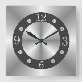 Relógio Quadrado Na moda Silver E Preto