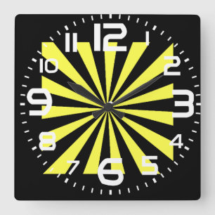 Relógio Quadrado Na moda Starburst Clock. Art Deco parece.
