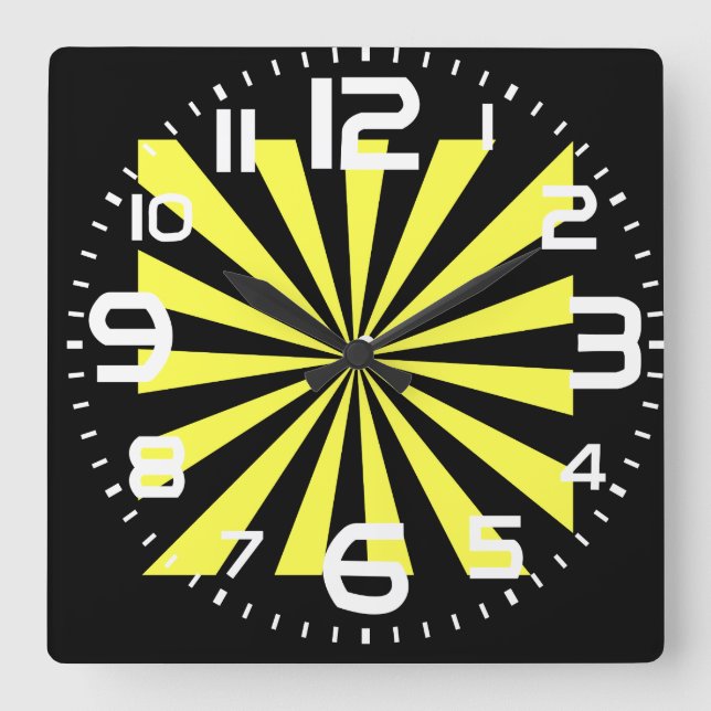 Relógio Quadrado Na moda Starburst Clock. Art Deco parece. (Frente)