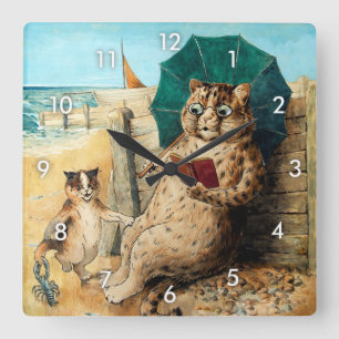 Relógio Quadrado Na Praia, Louis Wain