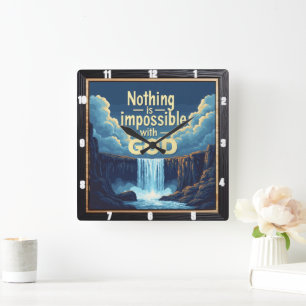 Relógio Quadrado Nada é impossível com DEUS