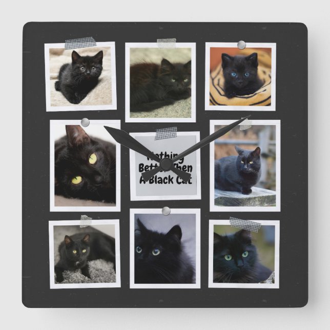 Relógio Quadrado Nada Melhor Que Um Gato Negro (Frente)