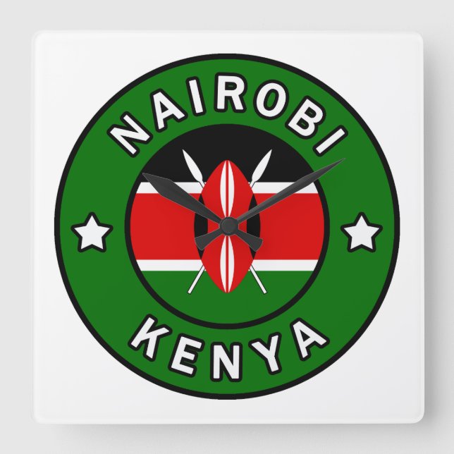 Relógio Quadrado Nairobi Kenya (Frente)