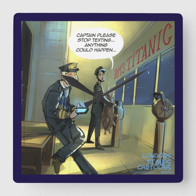 Relógio Quadrado Não envie SMS e Titanic Engraçado Wall Clock (Frente)