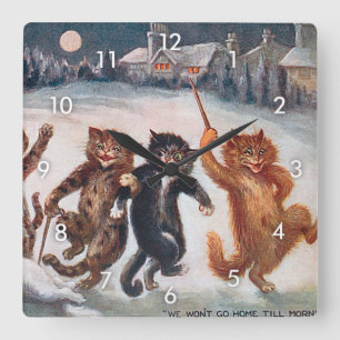 Relógio Quadrado NÃO VAMOS PARA CASA ATÉ MANHÃ, Louis Wain