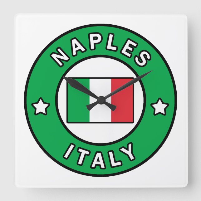 Relógio Quadrado Nápoles Italia (Frente)