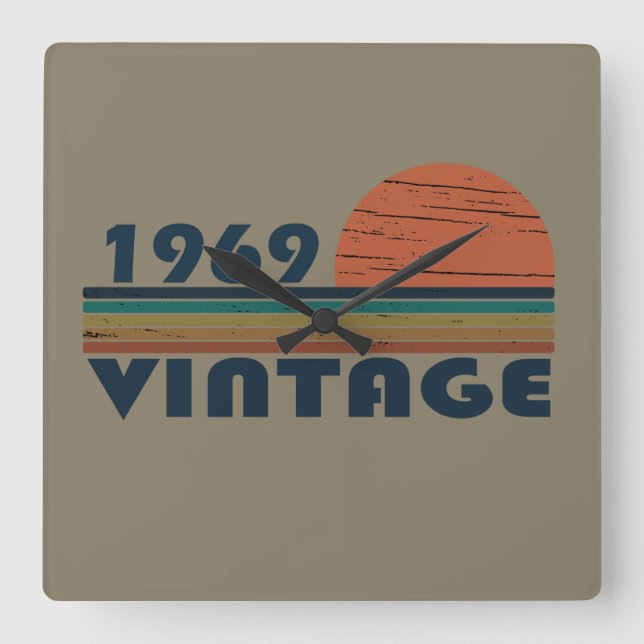 Relógio Quadrado Nascer de aniversário de 1969 (Frente)
