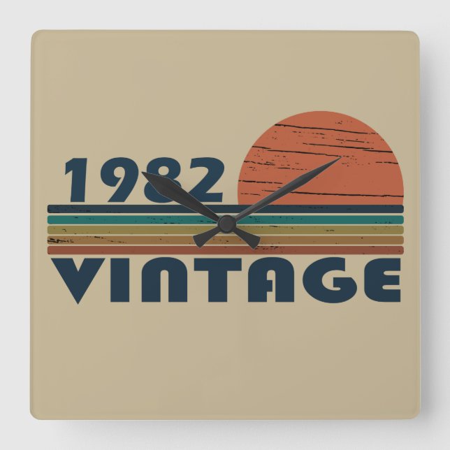 Relógio Quadrado Nascer em presente de aniversário de 1982 (Frente)