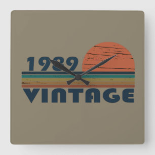 Relógio Quadrado Nascer no pôr do sol clássico de 1989