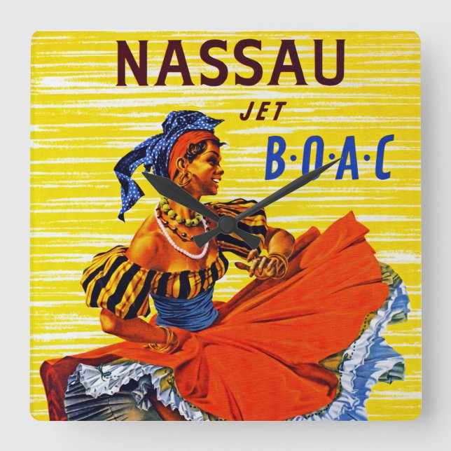 Relógio Quadrado Nassau Jet (Frente)