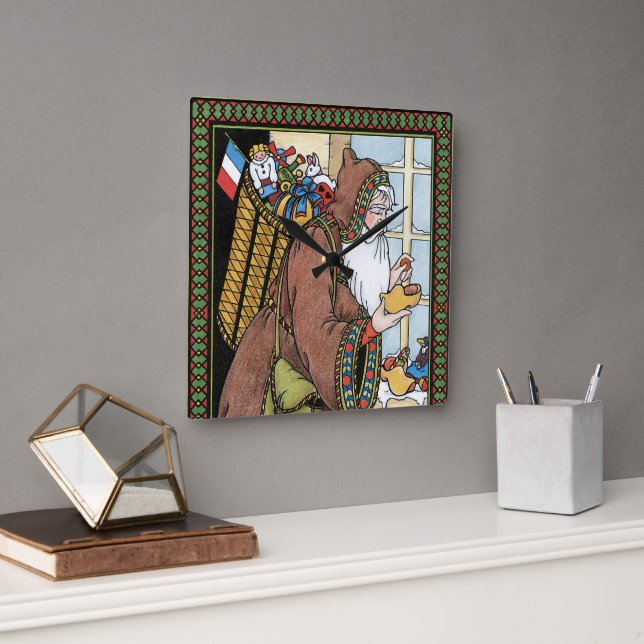 Relógio Quadrado Natal Antigo, Brinquedos do Papai Noel Tamancos Sa (Escritório)