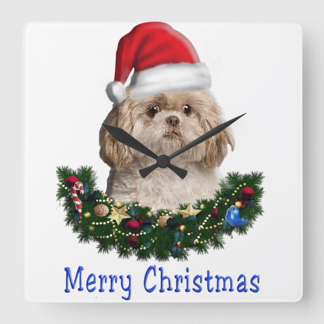 Relógio Quadrado Natal dos animais (Frente)