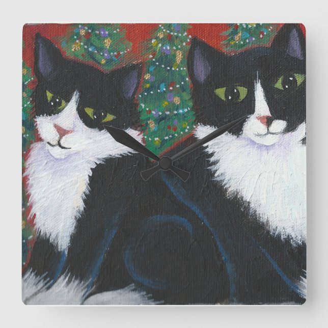 RELÓGIO QUADRADO NATAL EM PRETO E BRANCO (Frente)