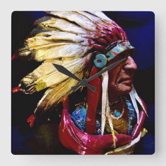 Relógio Quadrado Native American Wall Clock