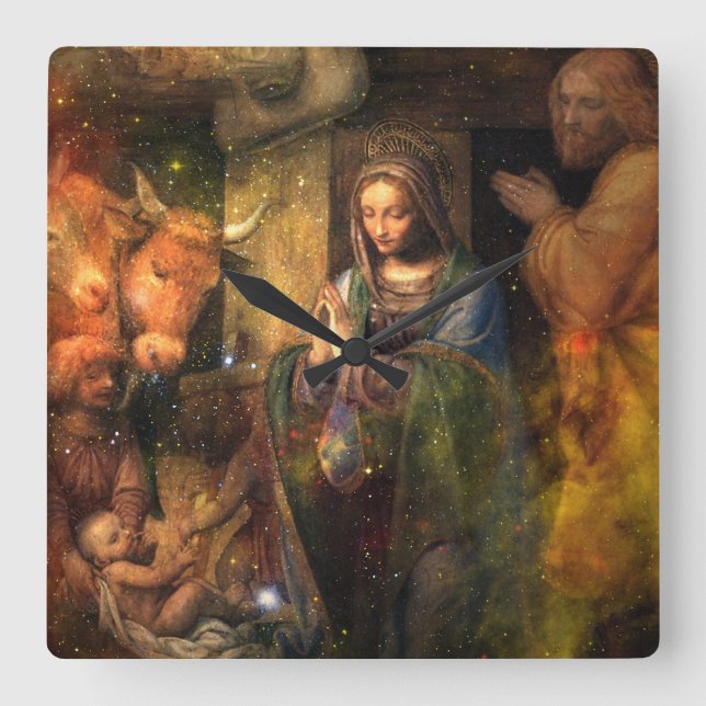 Relógio Quadrado Natividade Wall Clock (Frente)