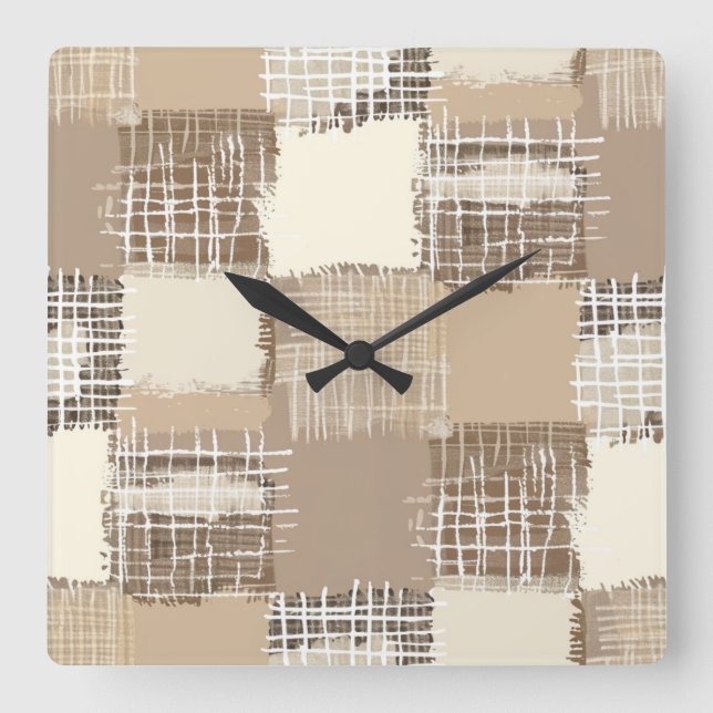 Relógio Quadrado Natural Boho Wall Clock (Frente)